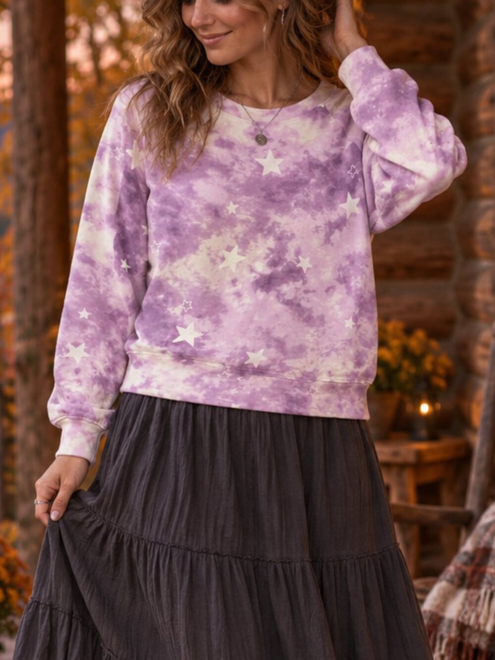 26. Wildfox Star Purple Tie Dye Pullover LARGE